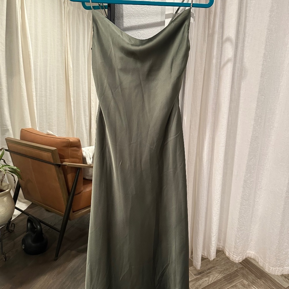 Zara green satin dress